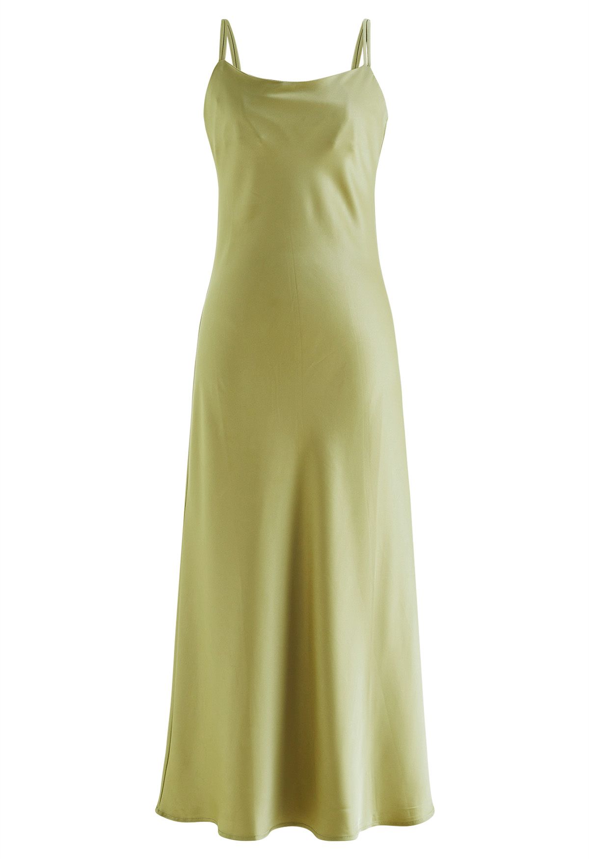 Cami-Kleid aus Satin mit doppelten Trägern in Limette