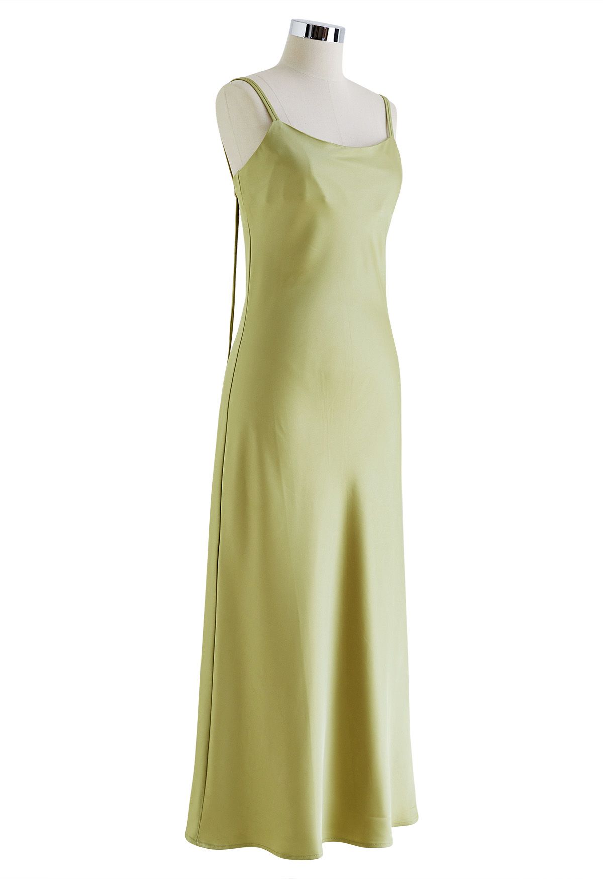 Cami-Kleid aus Satin mit doppelten Trägern in Limette