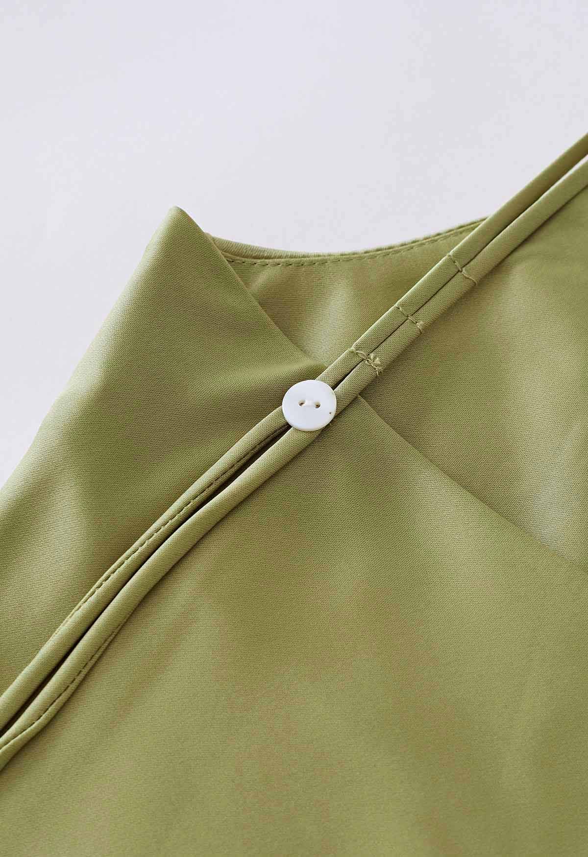 Cami-Kleid aus Satin mit doppelten Trägern in Limette