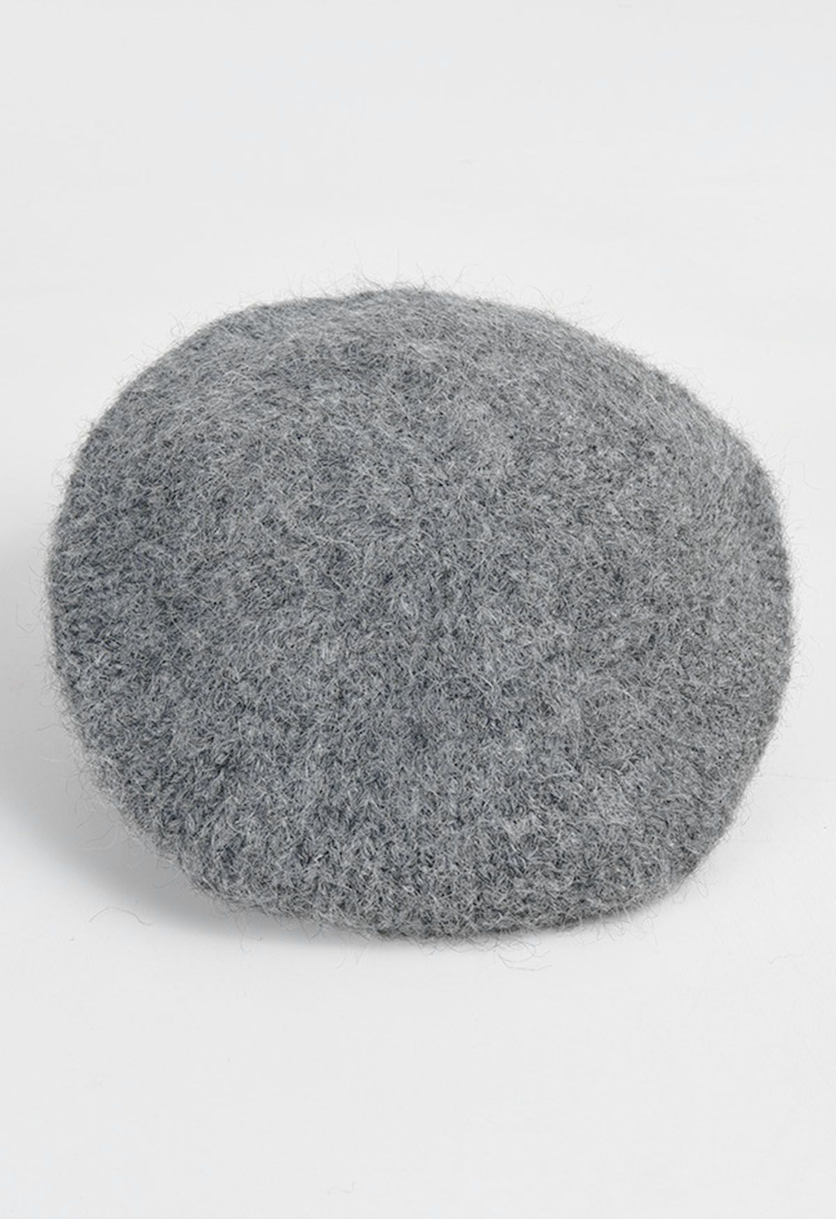 Flauschige Baskenmütze aus Wollmischung in Grau