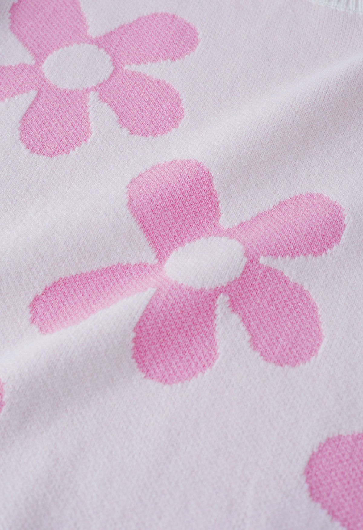 Kastenförmiger Rundhals-Strickpullover von Cuteness Flowers in Nude Pink