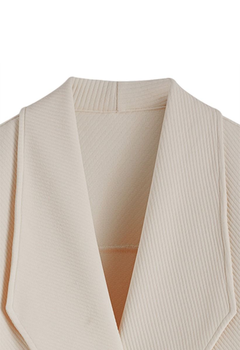 Revers-Mantel aus gesteppter Baumwollmischung mit offener Vorderseite in Haferflocken