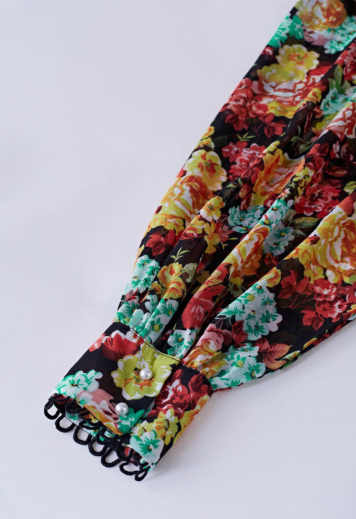 Minikleid aus Chiffon mit Blumenprint und Rüschen