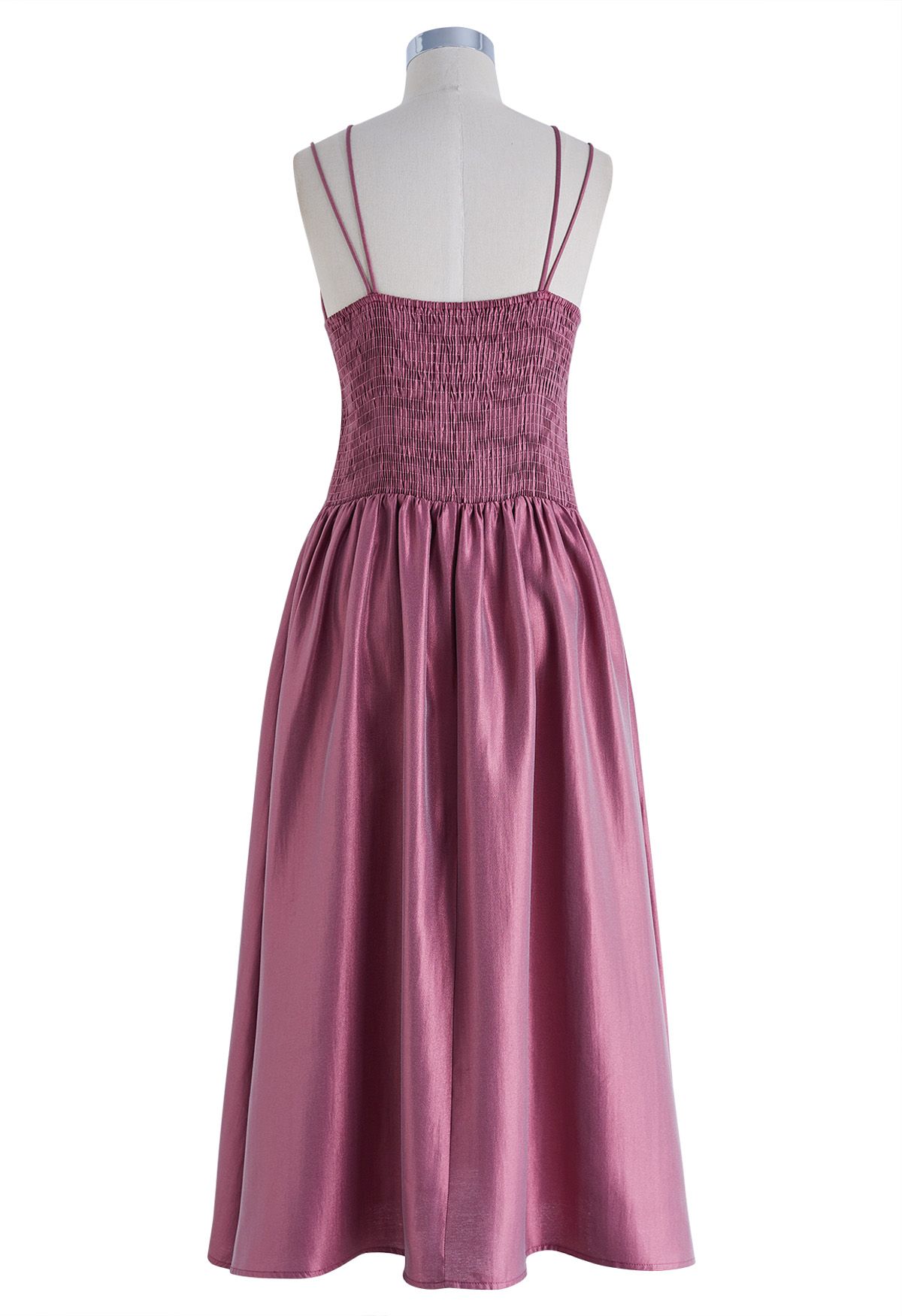 Glänzendes Cami-Kleid mit doppelten Schnüren in Violett