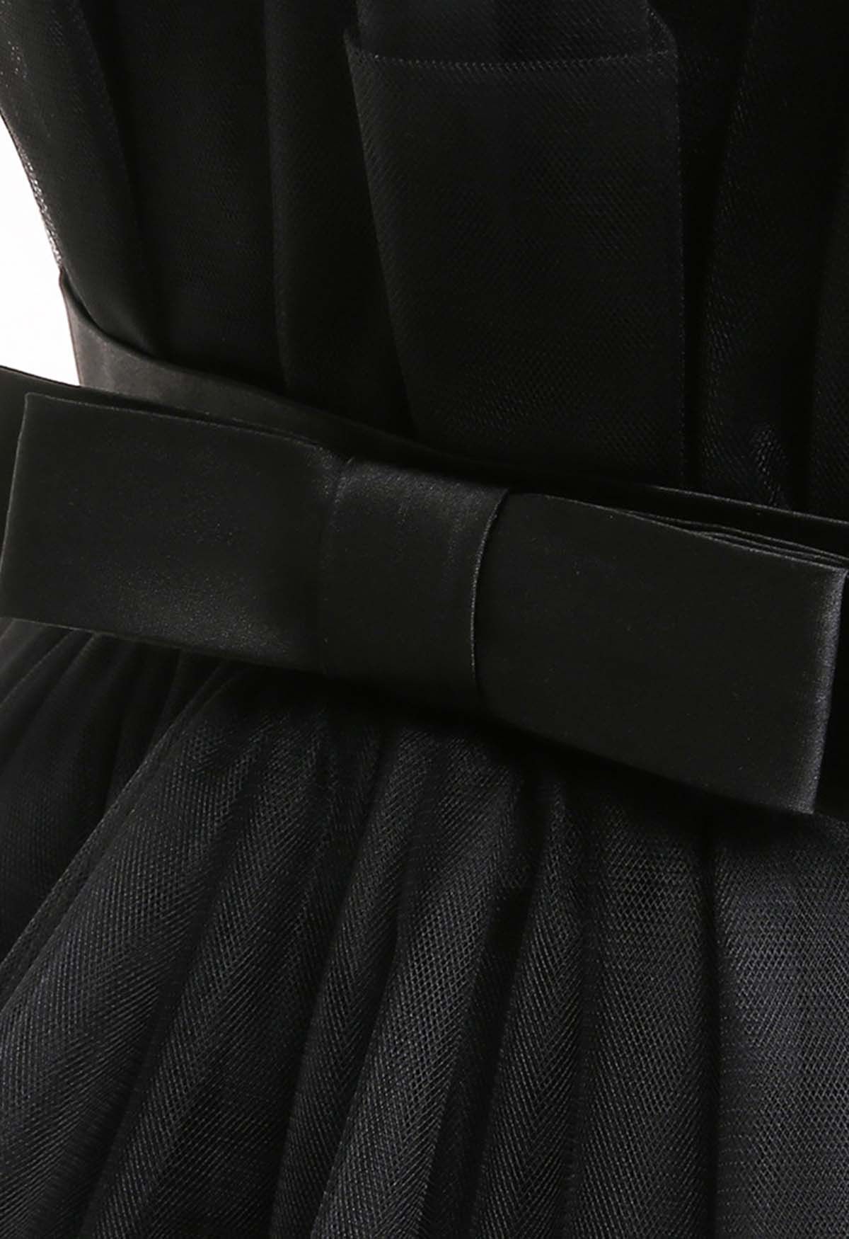 Tüllkleid mit Schleife in der Taille in Schwarz für Kinder