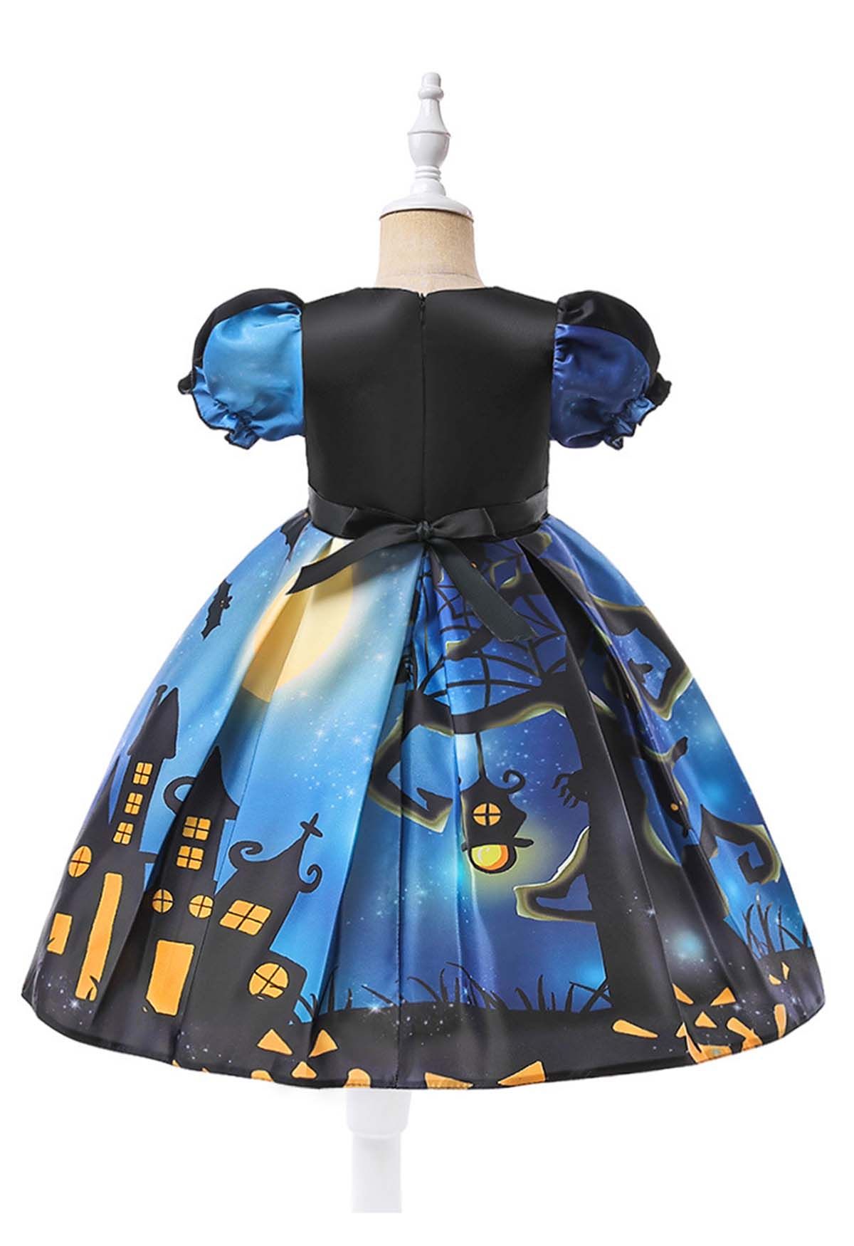 Halloween-Nachtkleid mit Blasenärmeln für Kinder und Handtasche