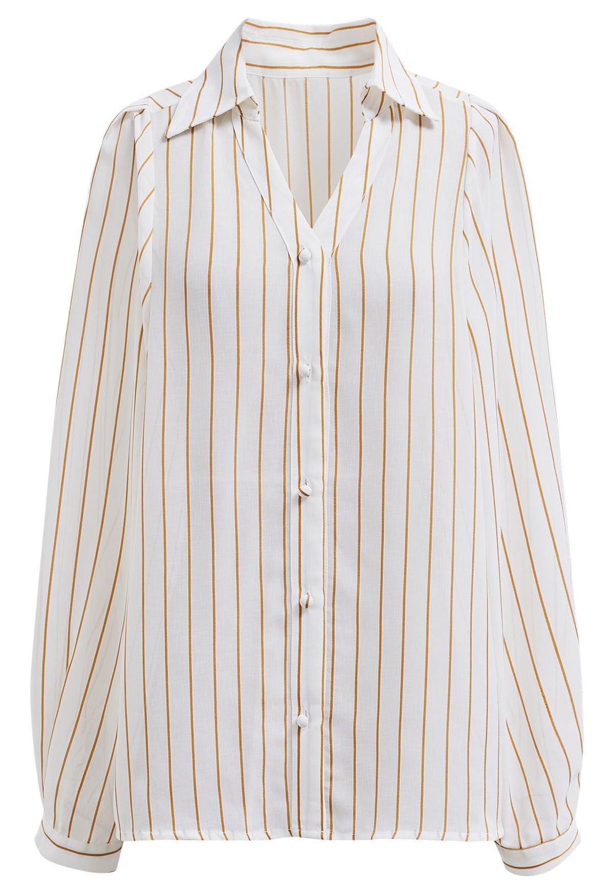 Braunes Button-Down-Hemd mit vertikalen Streifen