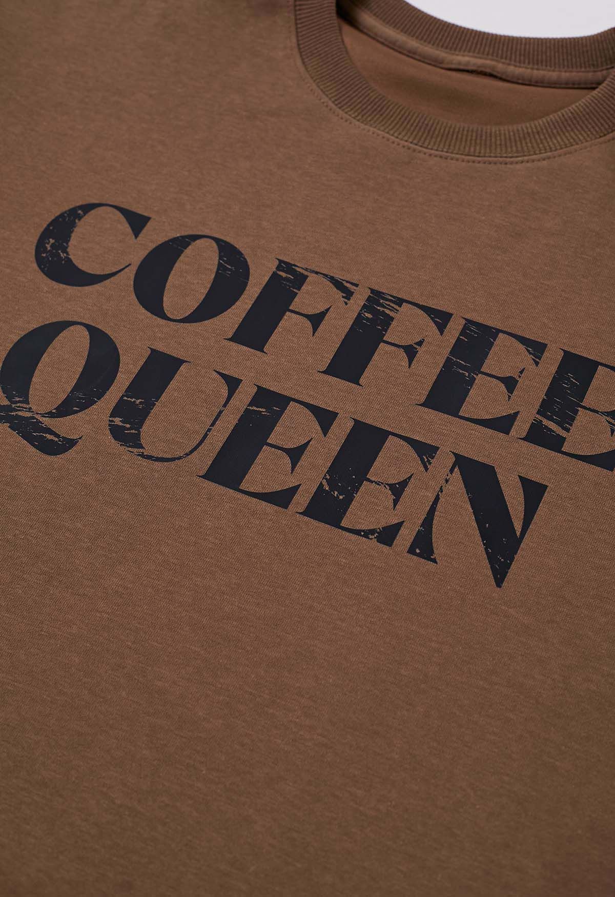 Sweatshirt mit Coffee Queen-Print in Braun