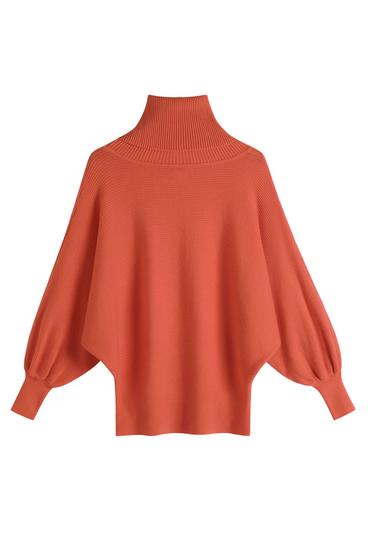 Rollkragenpullover mit Fledermausärmeln in Orange