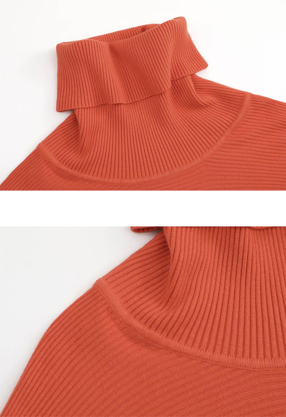 Rollkragenpullover mit Fledermausärmeln in Orange