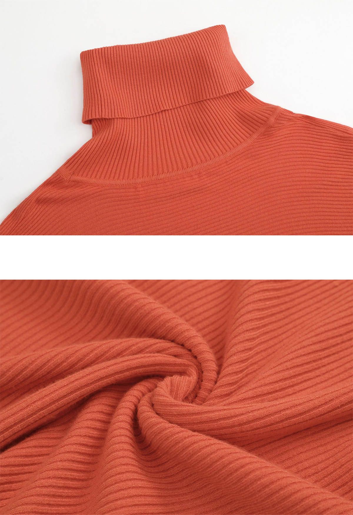 Rollkragenpullover mit Fledermausärmeln in Orange