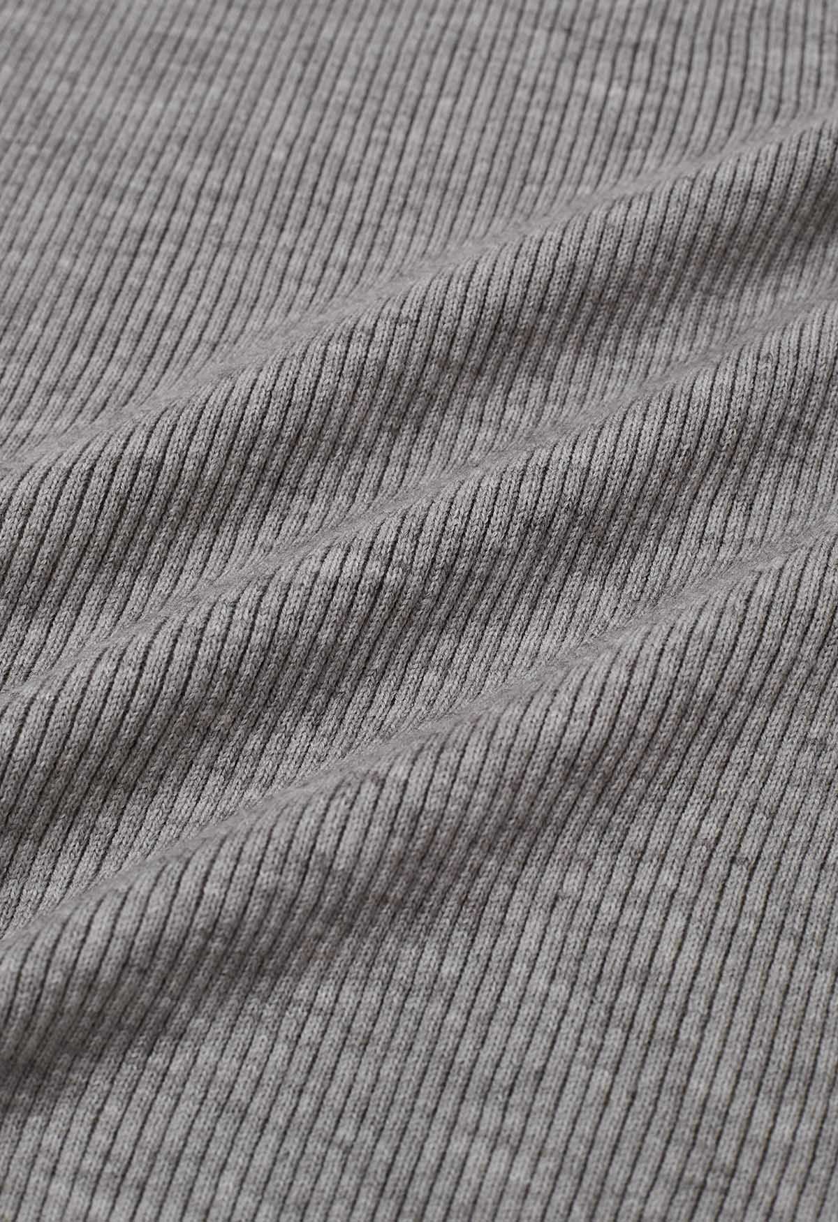 Aufgesetzte Taschen, vorne offener Kapuzen-Cardigan in Grau
