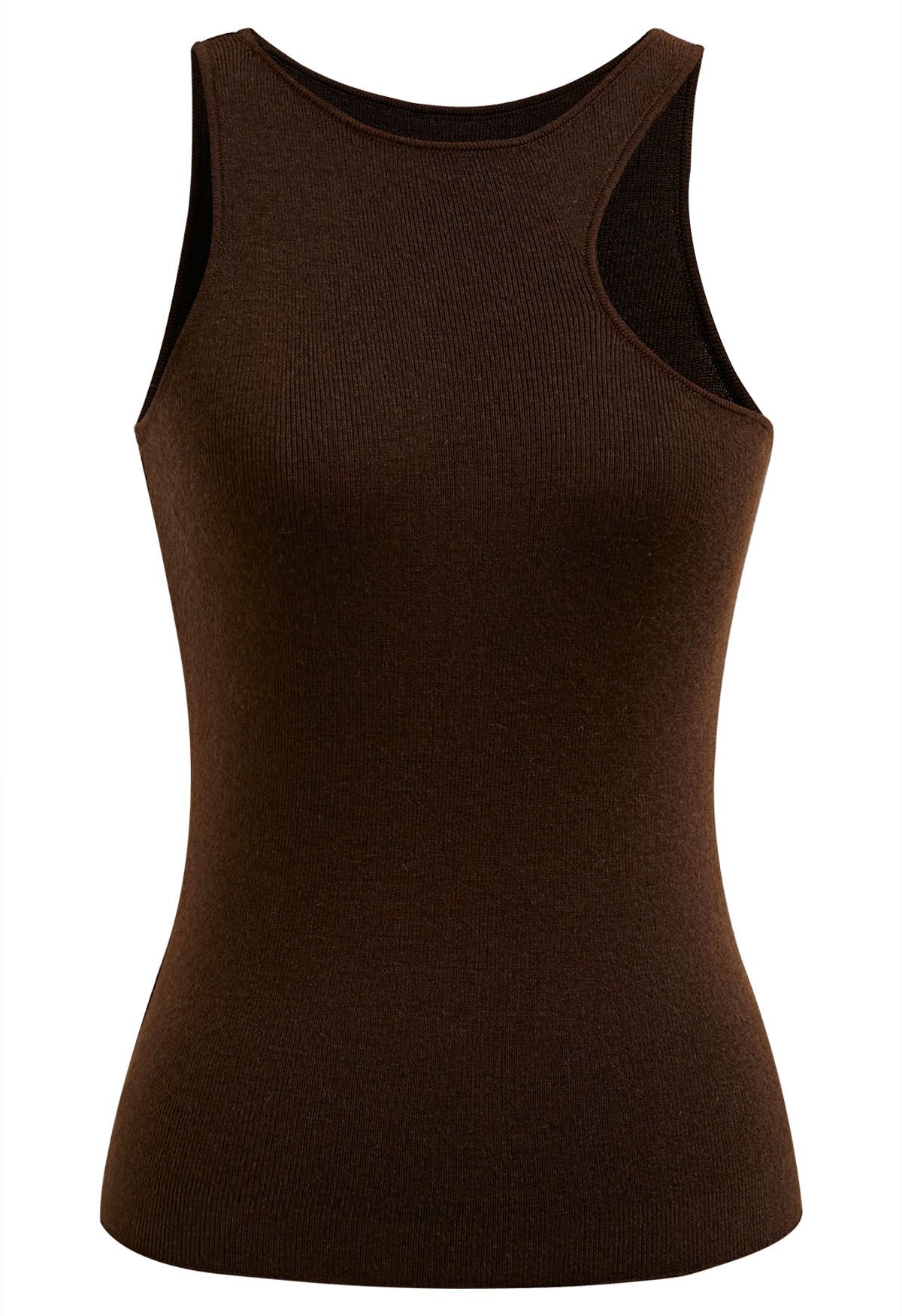 Schickes Impression-Strick-Tanktop in Braun