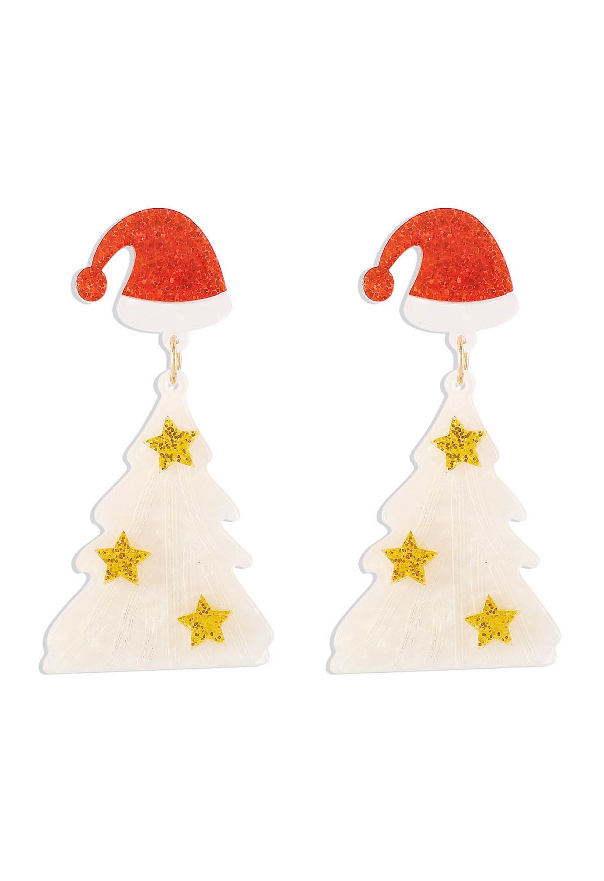 Sternenklare Weihnachtsbaum-Ohrringe in Creme