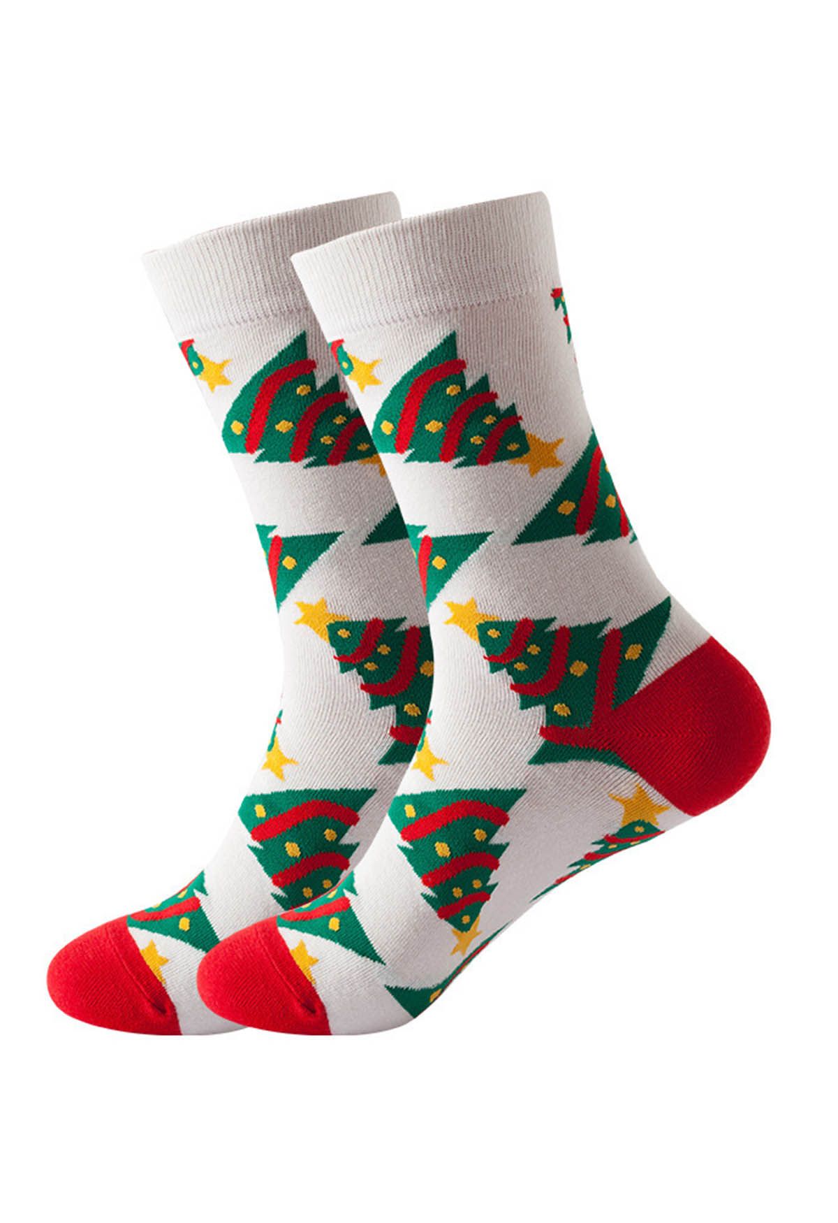 Christmas Vibe Jacquard Crew Socken in Weiß