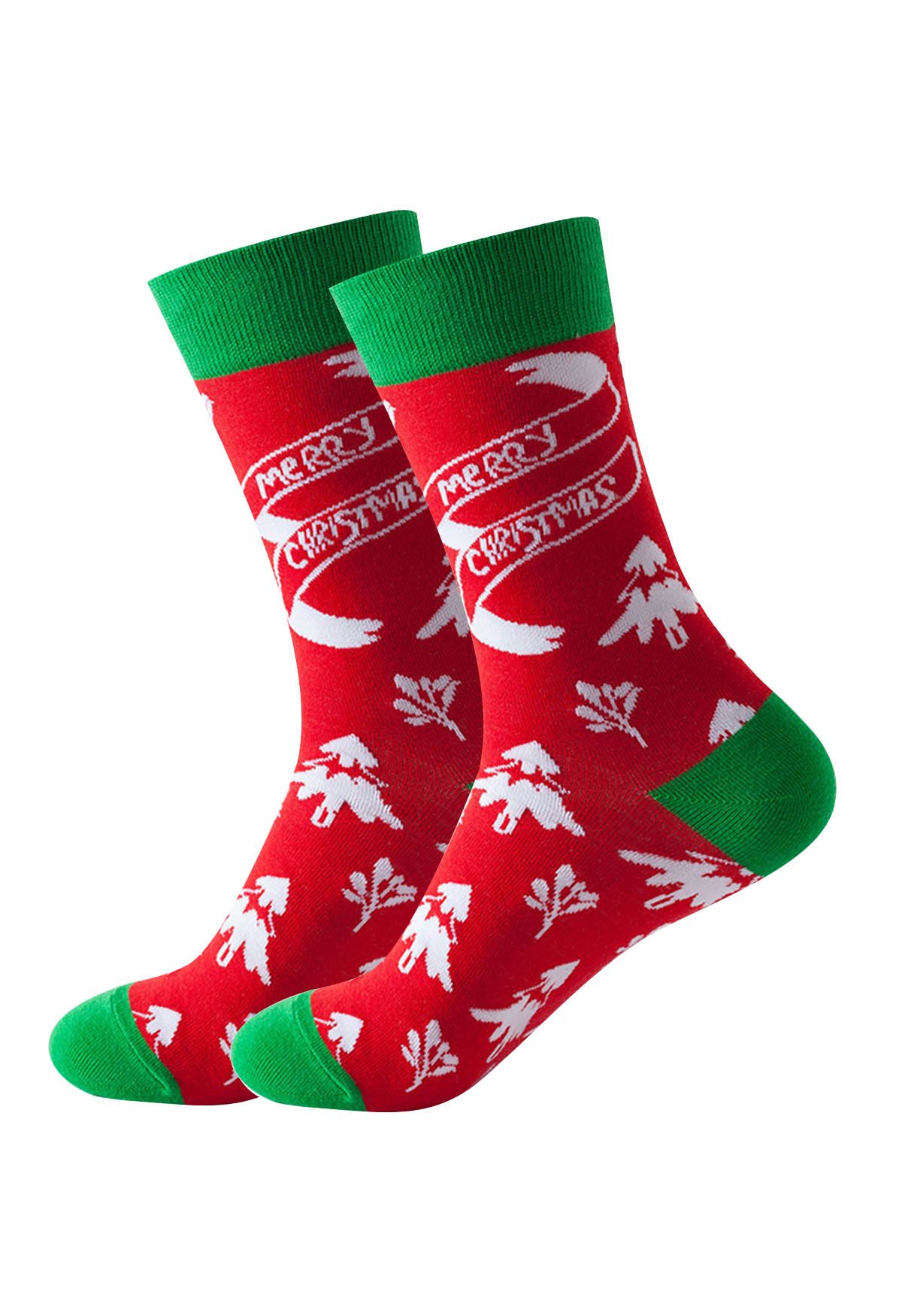 Christmas Vibe Jacquard Crew Socken in Rot