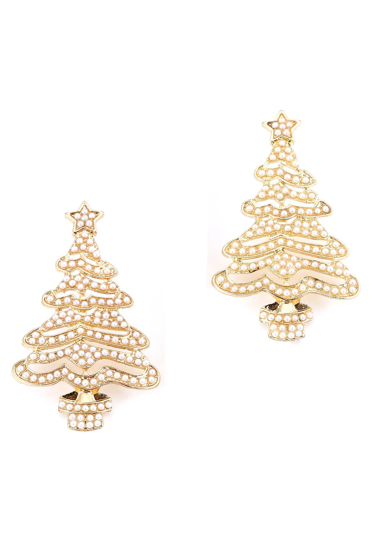 Schillernde Weihnachtsbaum-Ohrringe mit Vollperlen