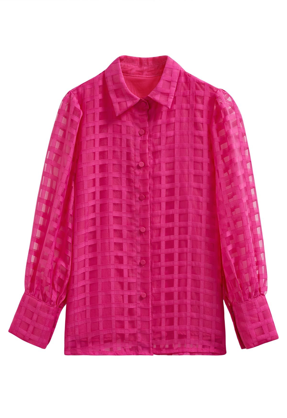 Kariertes Button-Down-Hemd in Pink