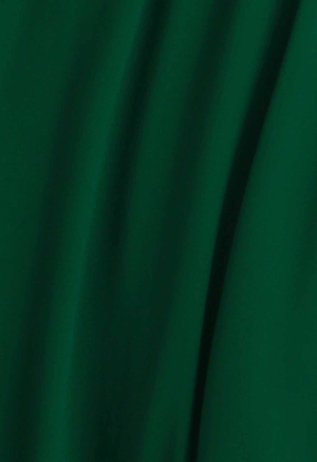 Maxikleid aus Chiffon mit Faux-Wrap-Schimmer und Pailletten in Smaragdgrün