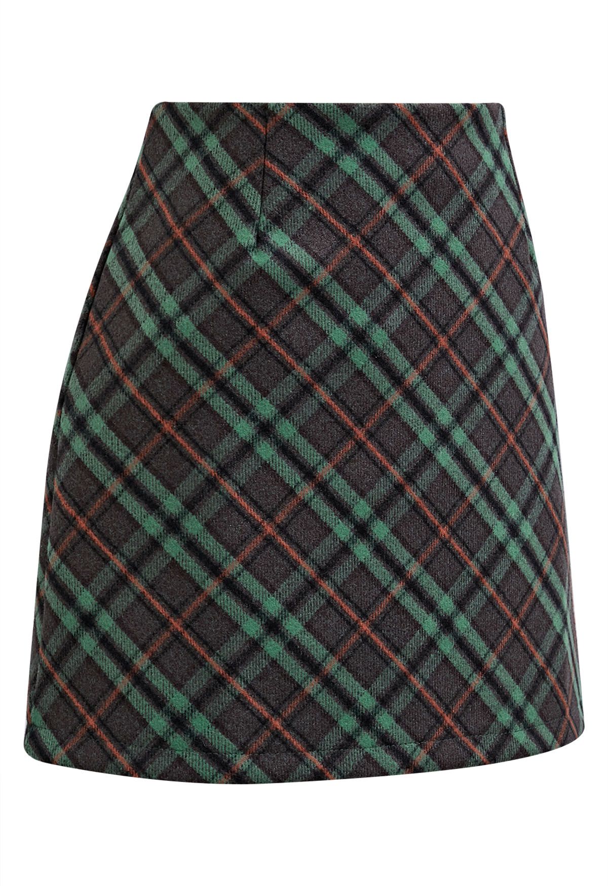 Moderner Tartan-Miniknospenrock in Grün