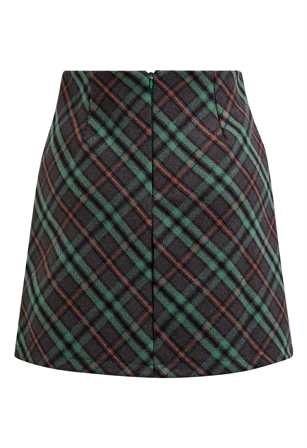 Moderner Tartan-Miniknospenrock in Grün