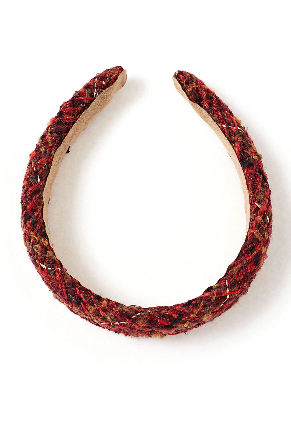 Rotes Tweed-Stirnband mit breitem Rand