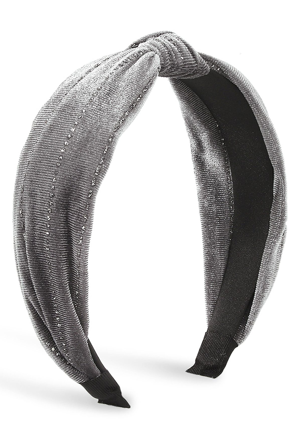 Monochromatisches geknotetes Samt-Stirnband in Grau