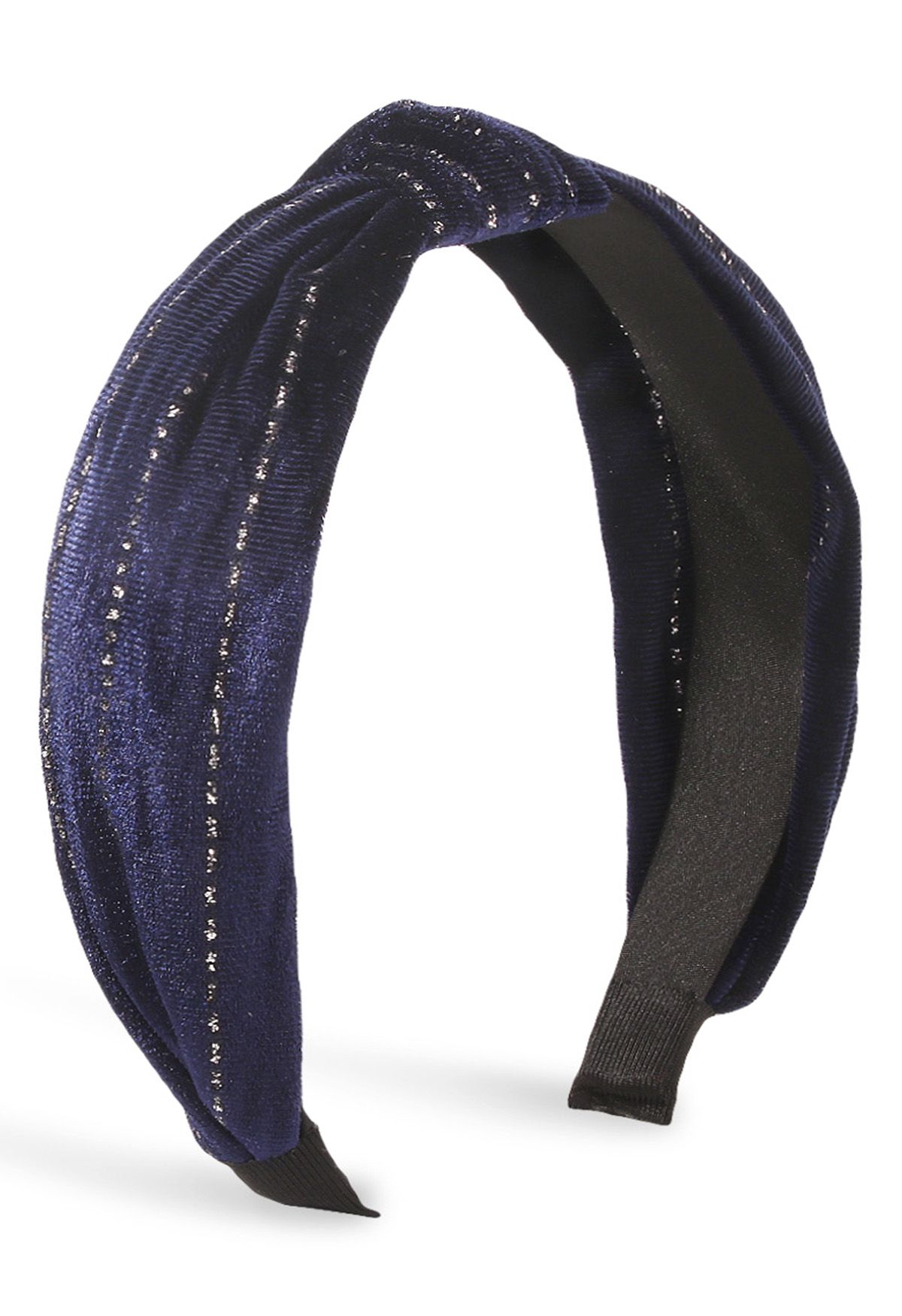 Monochromatisches geknotetes Samt-Stirnband in Marineblau
