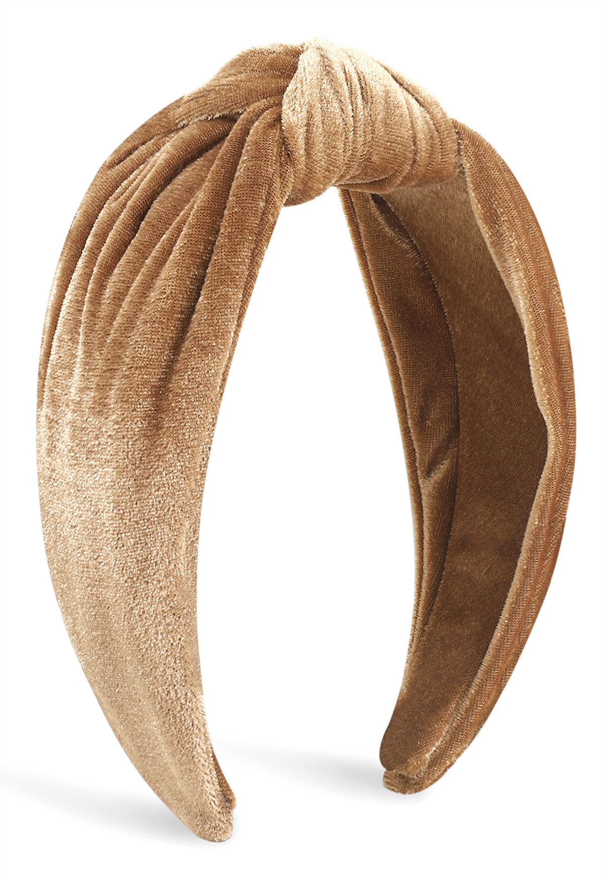 Schlankes, geknotetes Samt-Stirnband in Khaki