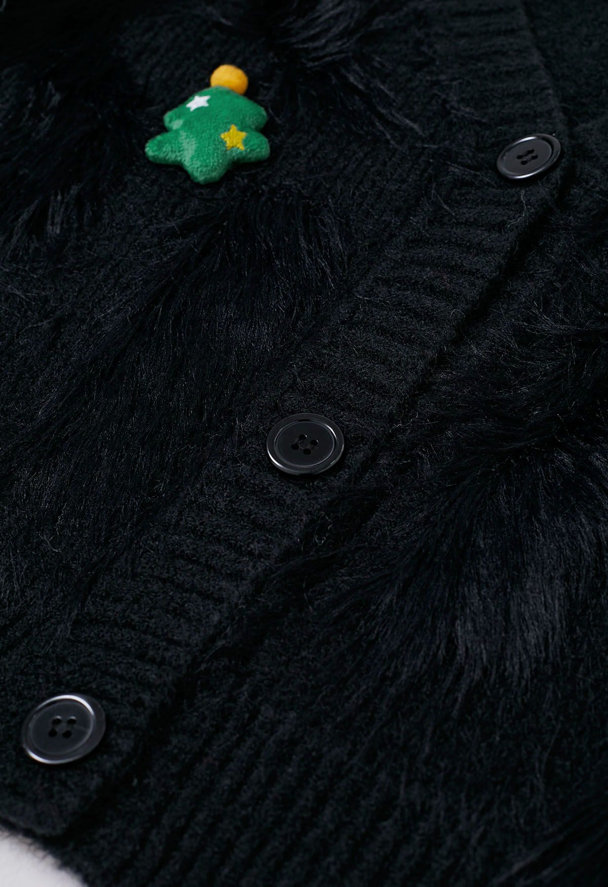 Flauschiger Cardigan von Christmas Elements in Schwarz