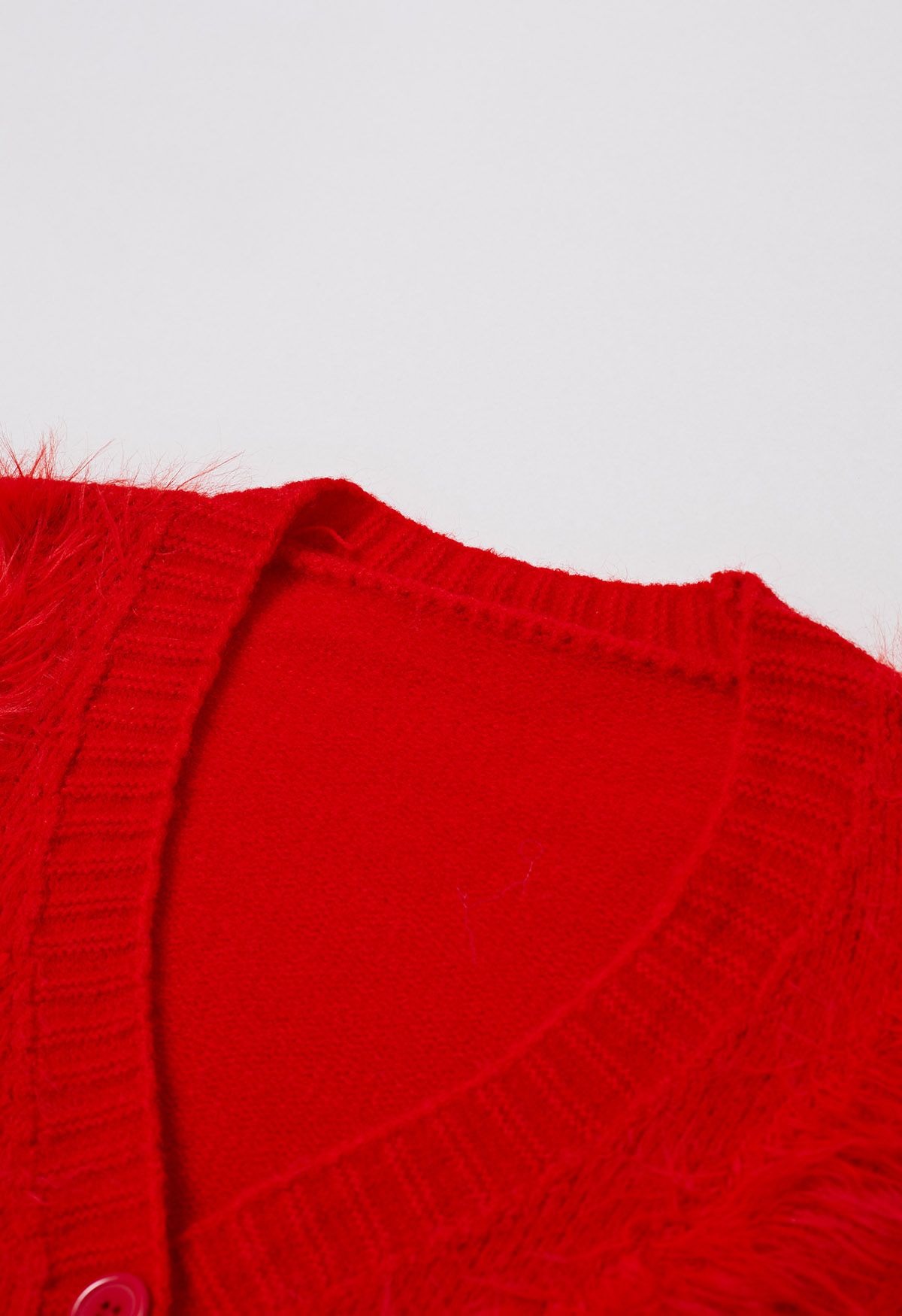 Christmas Elements Flauschiger Strick-Cardigan in Rot