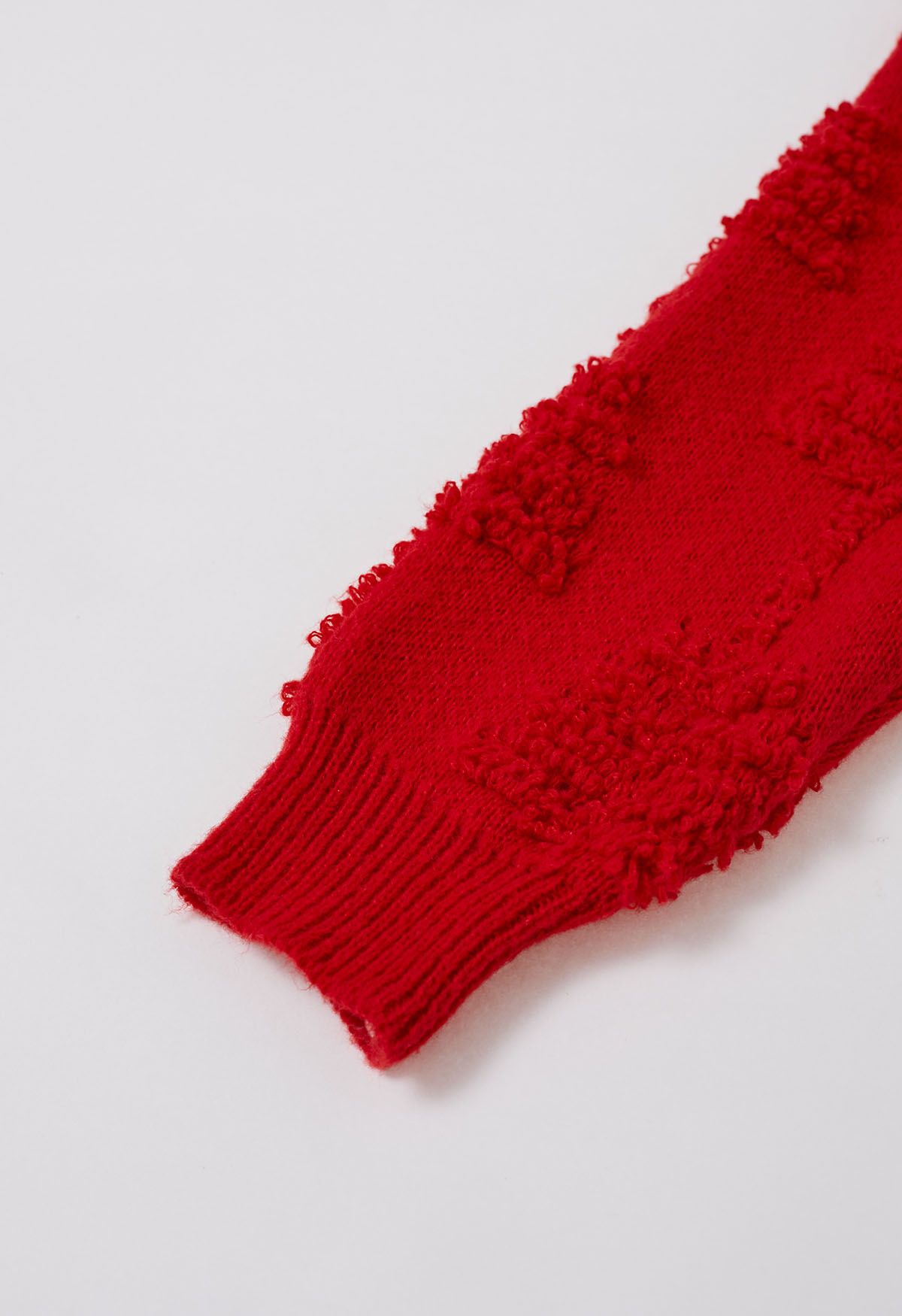 Perlen-Weihnachtsbaum-geprägter Schleife-Strickpullover in Rot