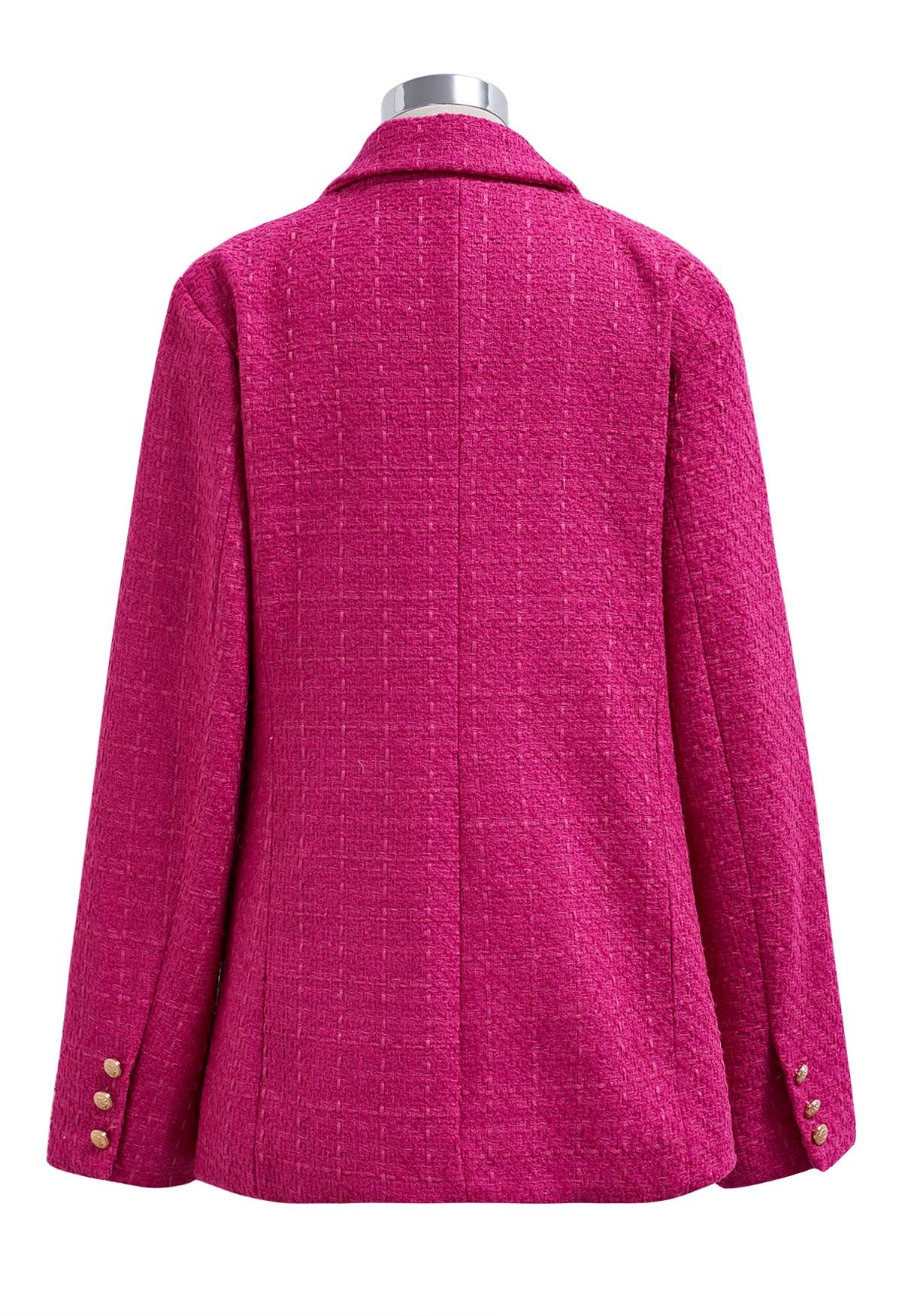 Karierter zweireihiger Tweed-Blazer in Pink