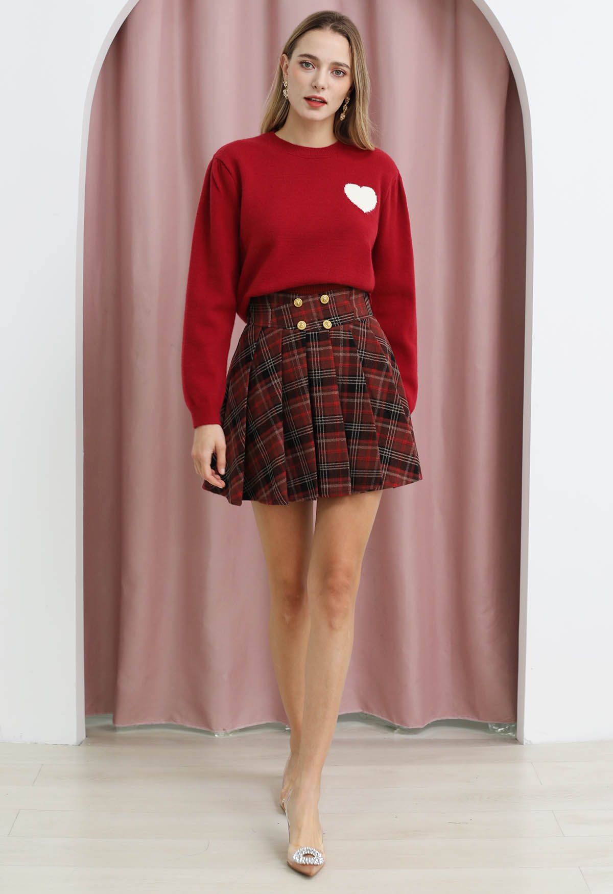 Sweet Heart Cozy Strickpullover in Rot