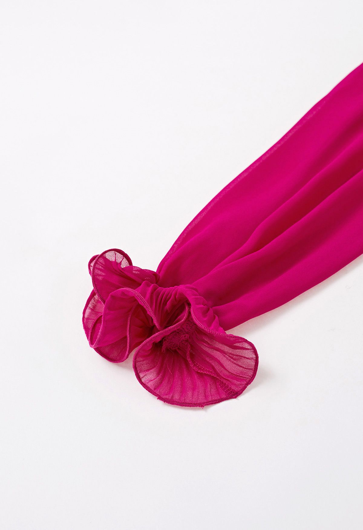 Rüschen-Romance-Chiffon-Hemd mit Knöpfen in Pink