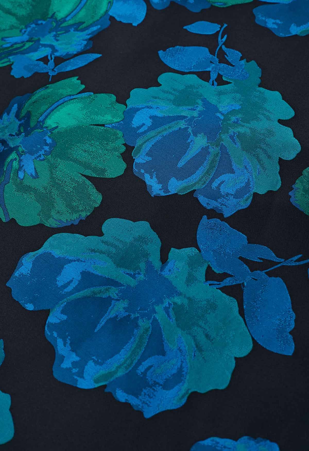 A-Linien-Maxirock aus floralem Melody-Jacquard in Blaugrün