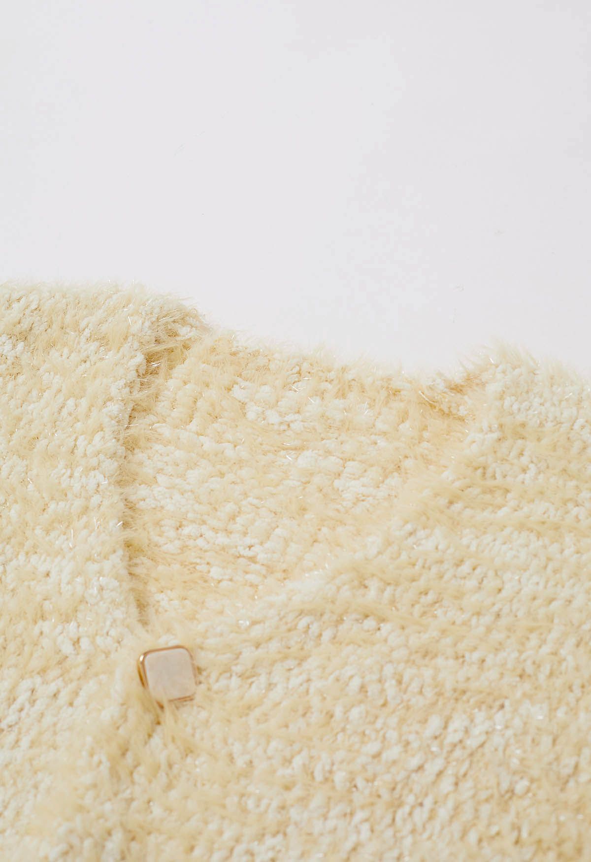 Coziness Shimmer Fuzzy Knit Cardigan mit Knöpfen in Hellgelb