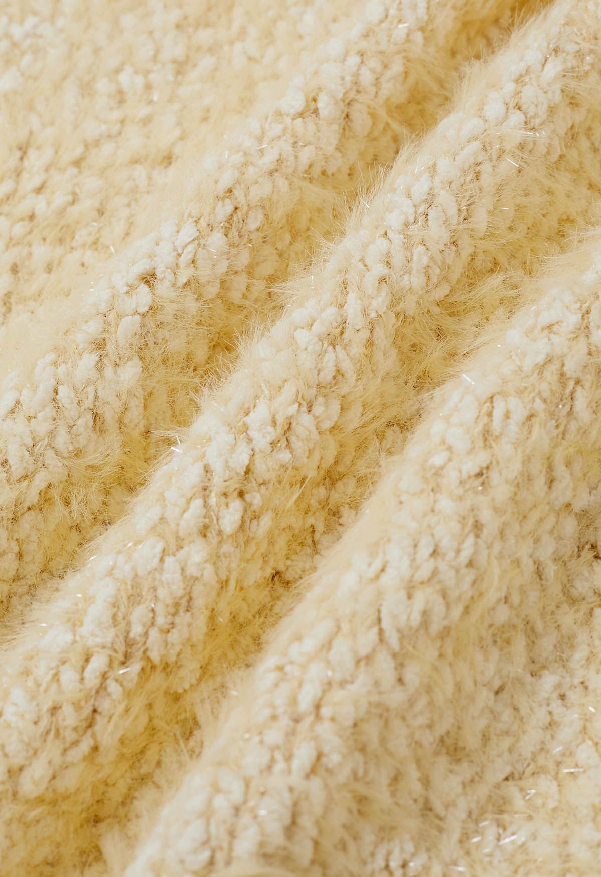 Coziness Shimmer Fuzzy Knit Cardigan mit Knöpfen in Hellgelb