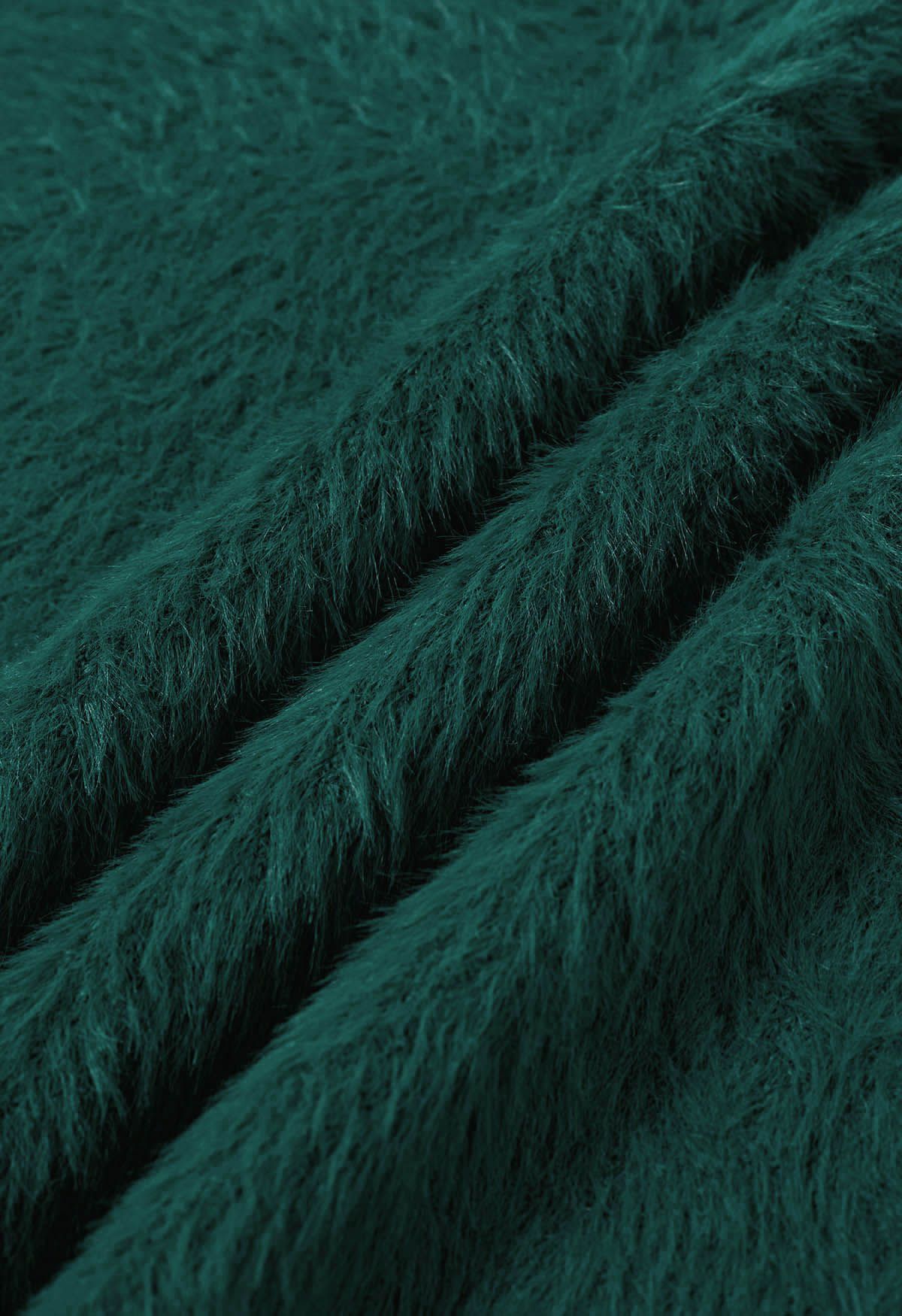 Einfarbiger, flauschiger Strickpullover in Grün