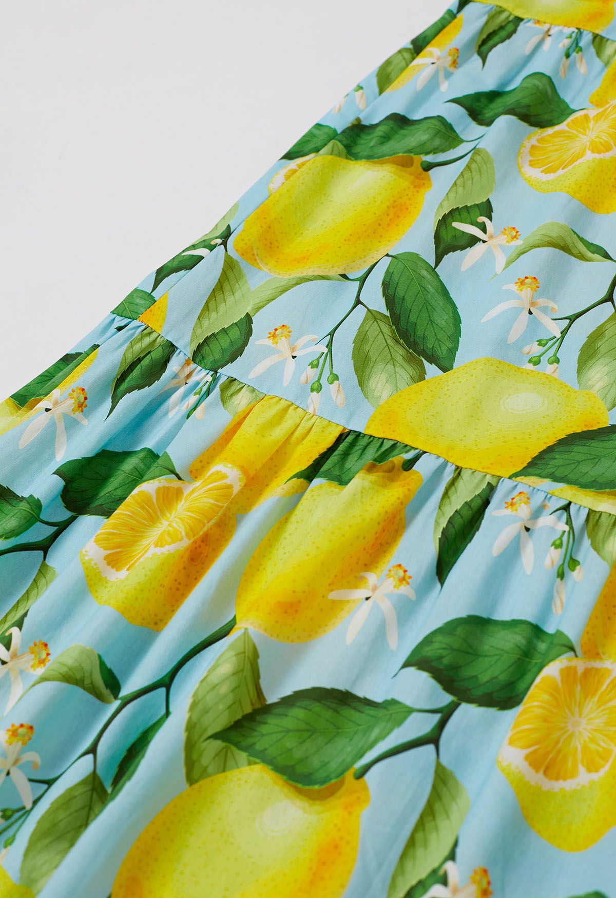 Maxikleid mit spritzigem Zitronen-Print in Gelb