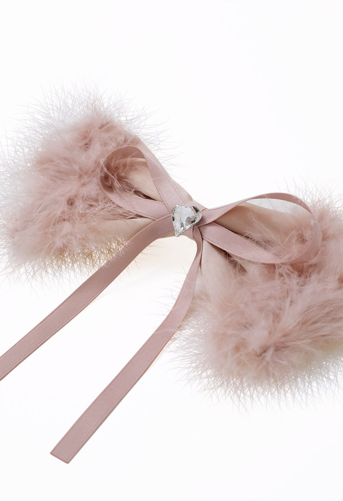 Haarspange mit Herz-Strass-Fuzzy-Schleife in Rosa
