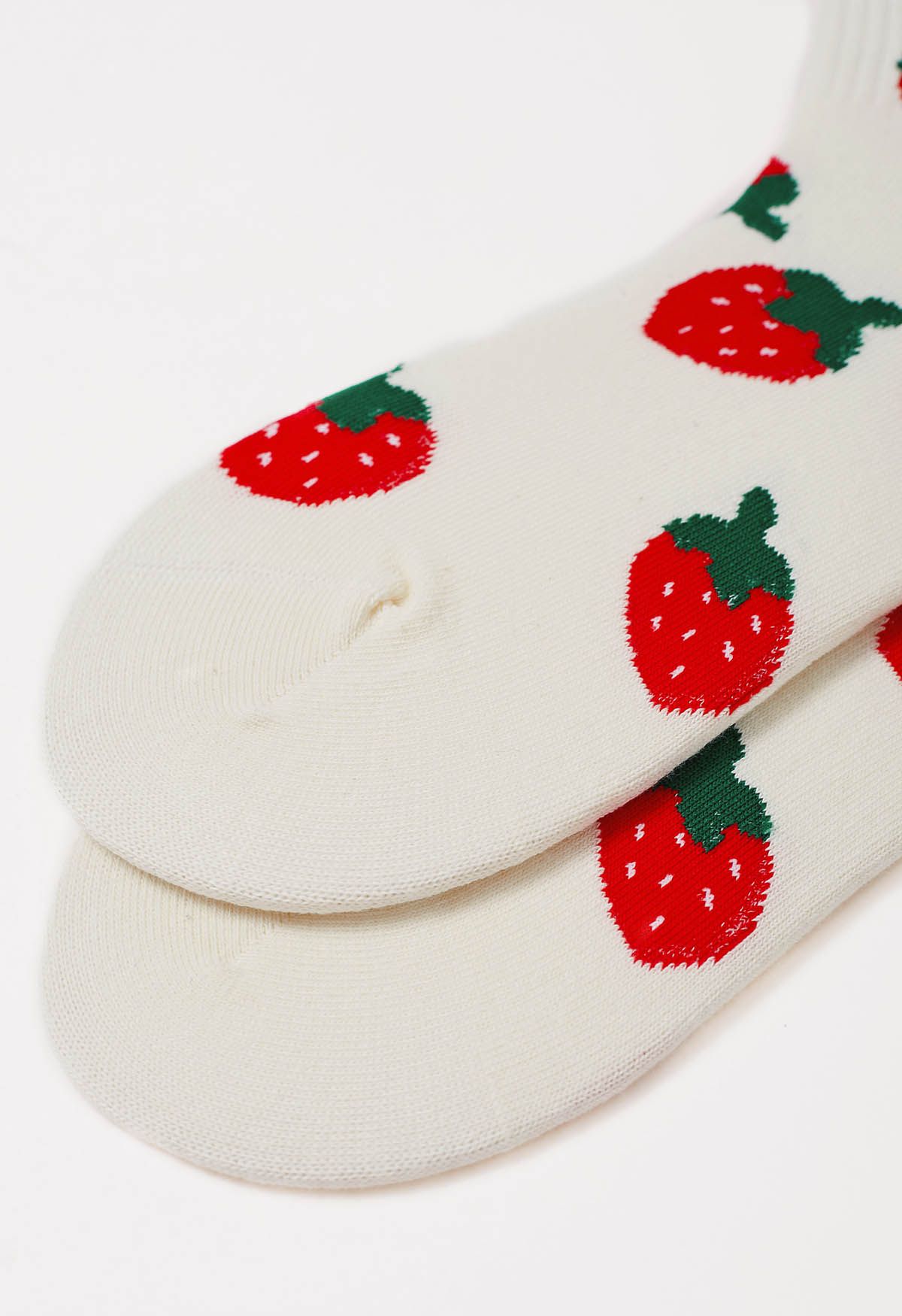 Cartoon-Erdbeer-Crew-Socken aus Baumwolle