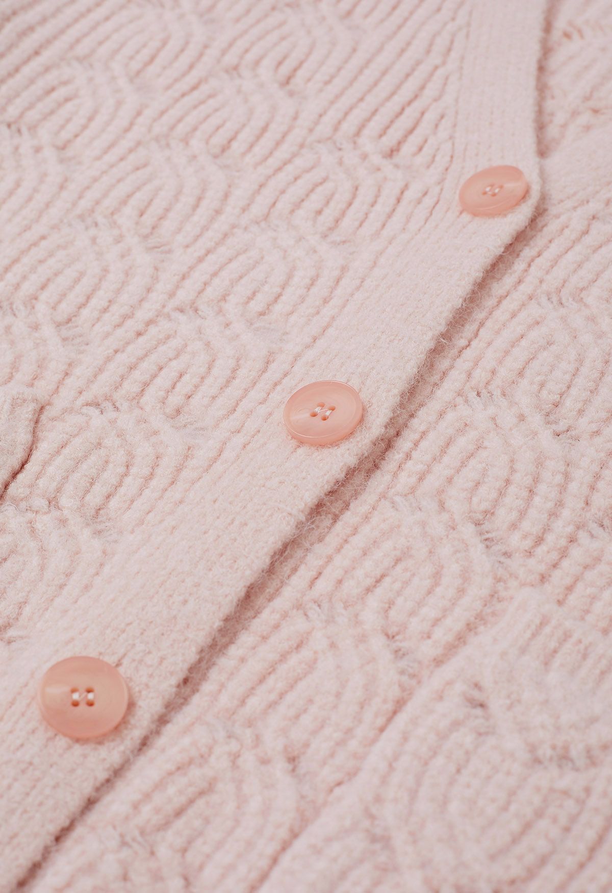 Pointelle-Strickjacke mit Knopfleiste vorne in Rosa