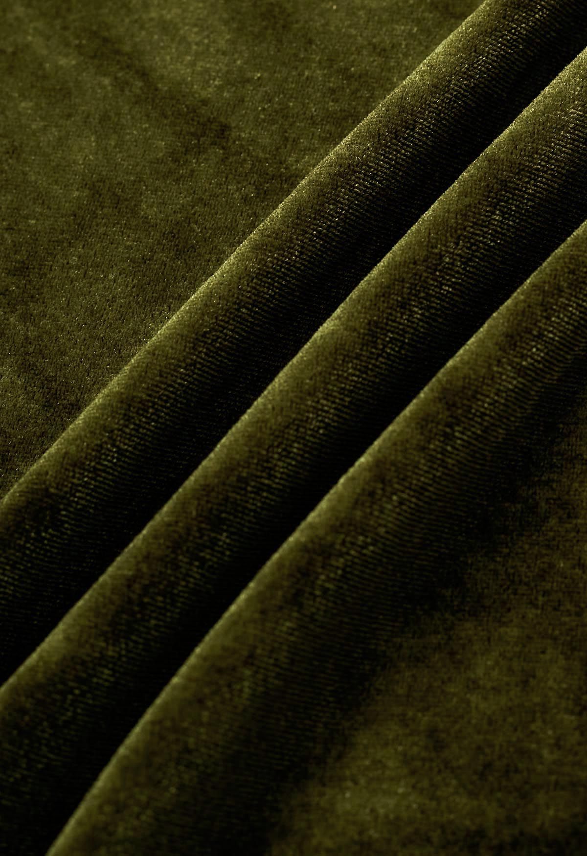 Oberteil aus weichem Samt mit Surplice-Ausschnitt in Moosgrün