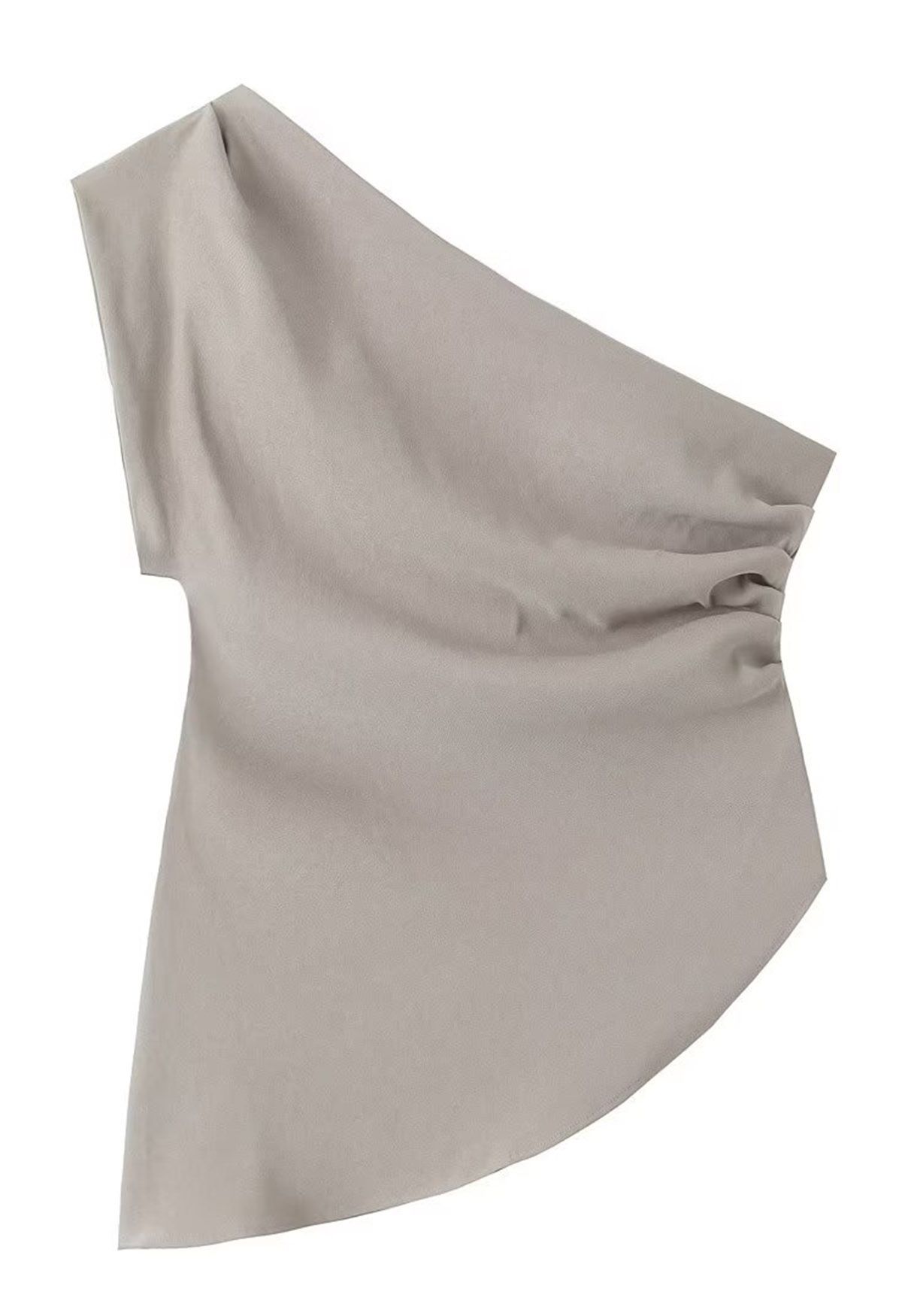 One-Shoulder-Top mit asymmetrischem Saum in Taupe