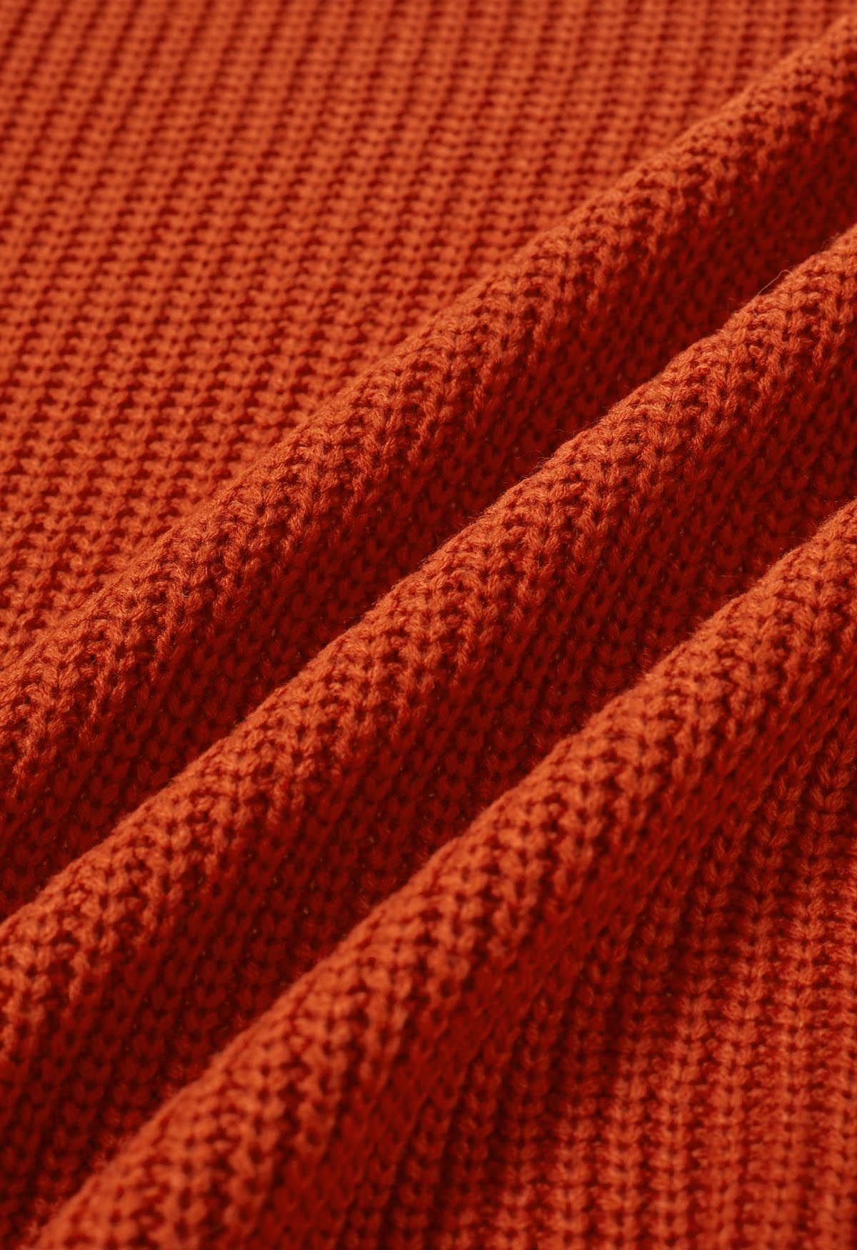 Wickel-Cardigan mit Laternenärmeln und Gürtel in Orange