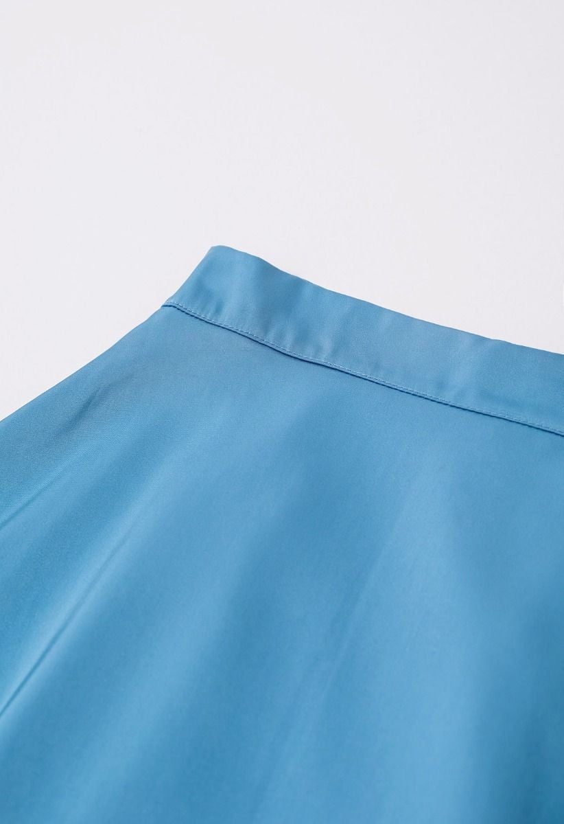 Zeitlose Eleganz – Satin-Maxirock in A-Linie in Blau