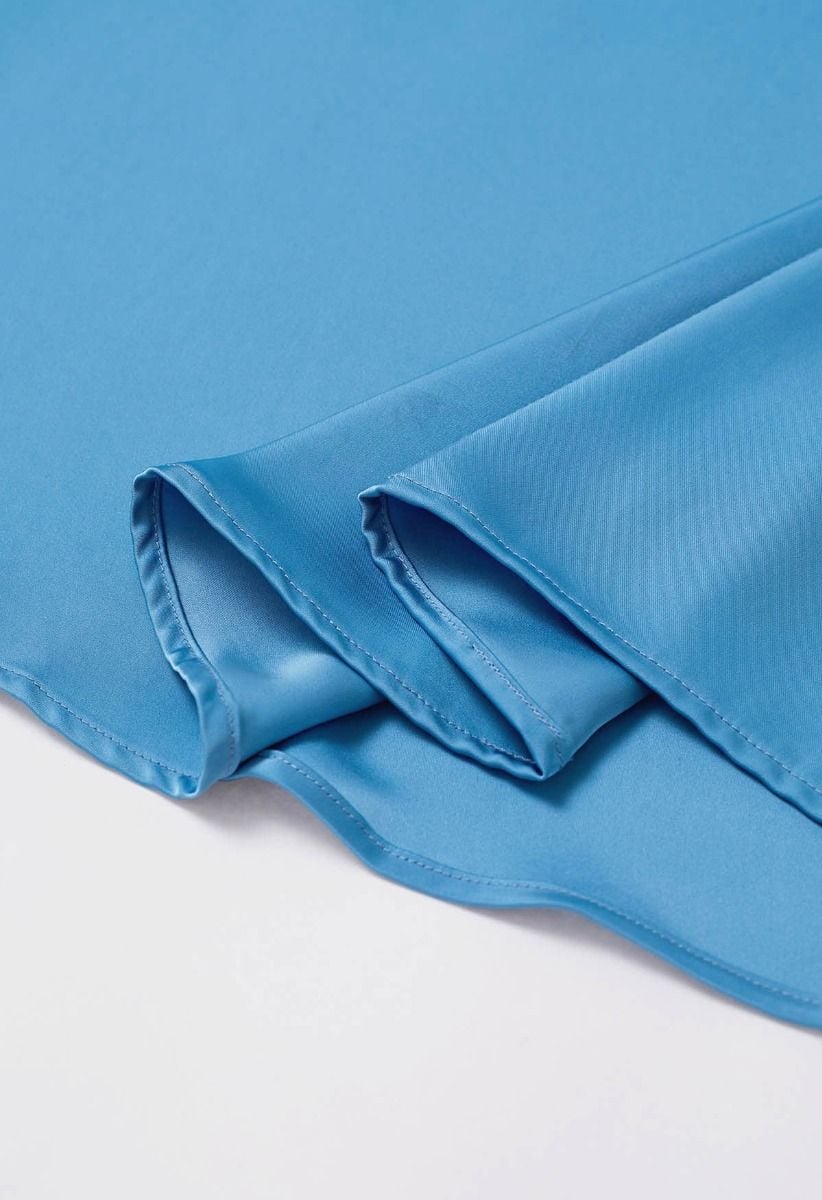 Zeitlose Eleganz – Satin-Maxirock in A-Linie in Blau