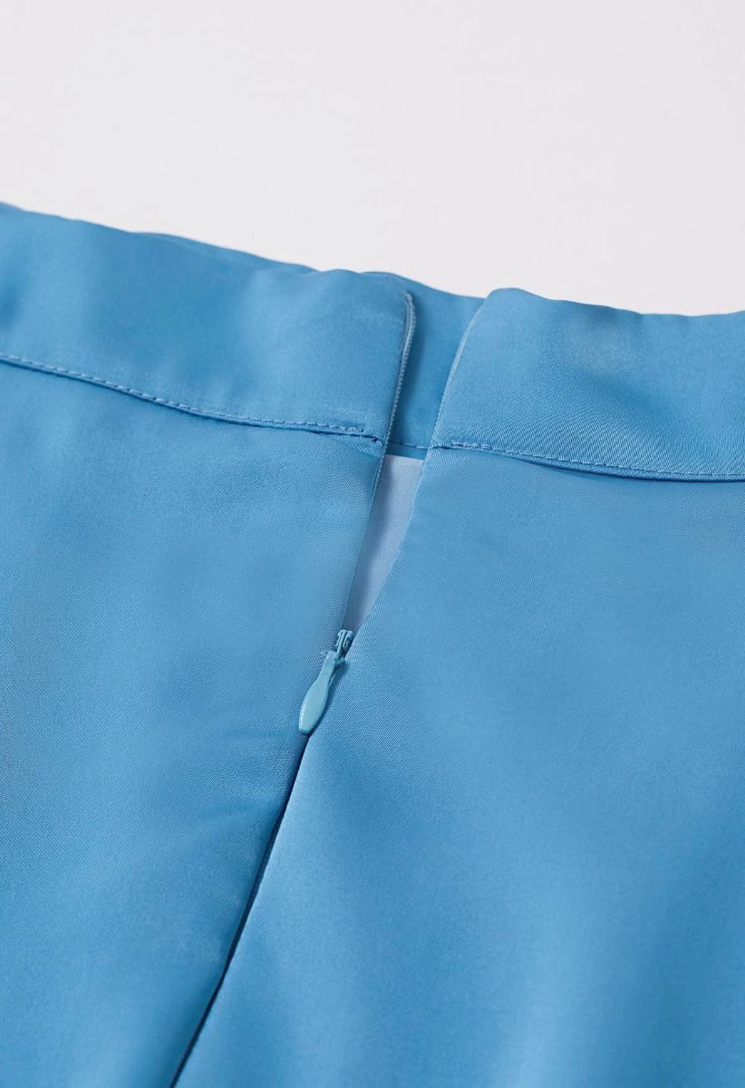 Zeitlose Eleganz – Satin-Maxirock in A-Linie in Blau