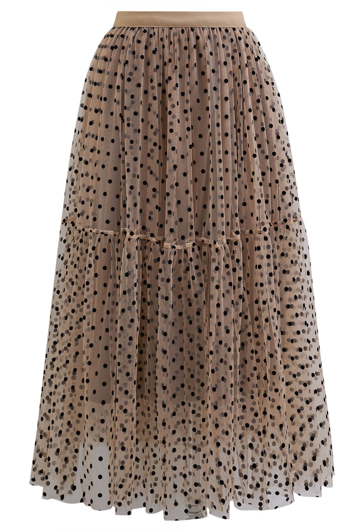 Can't Let Go Dots Mesh Tulle Skirt in Caramel